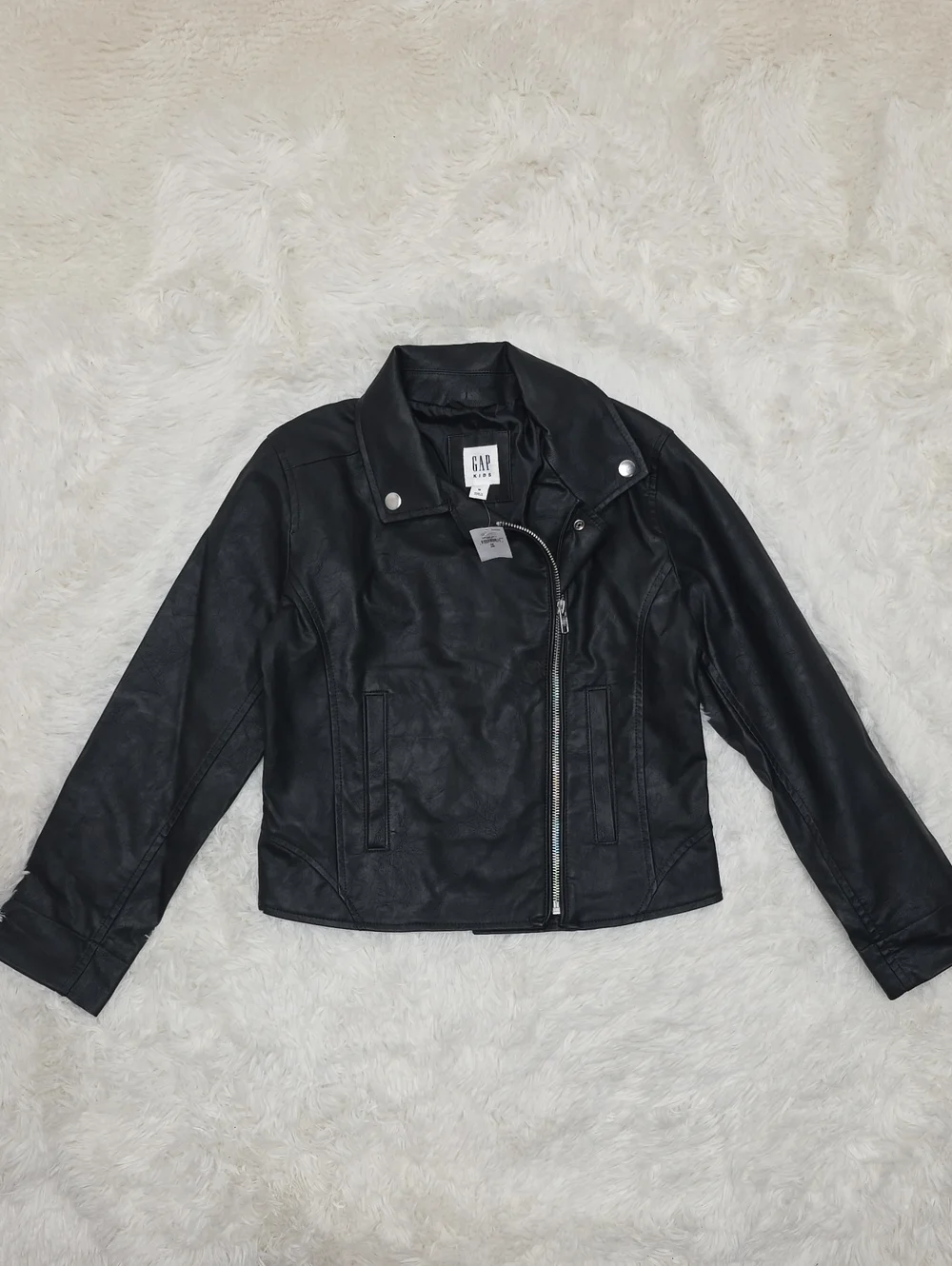 GAP - Kids Black Faux Leather Moto Jacket. Size 8. NWT